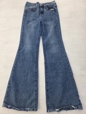 Flying Monkey Youth Mid Rise Flare Jeans Girls Size 16 Distressed Whiskers